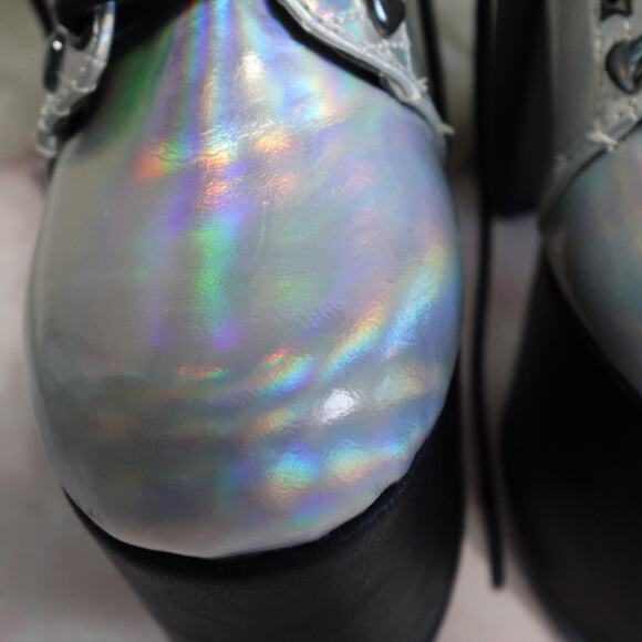 Demonia Torment-712 Silver Hologram Platform Boots - Picture 6 of 13
